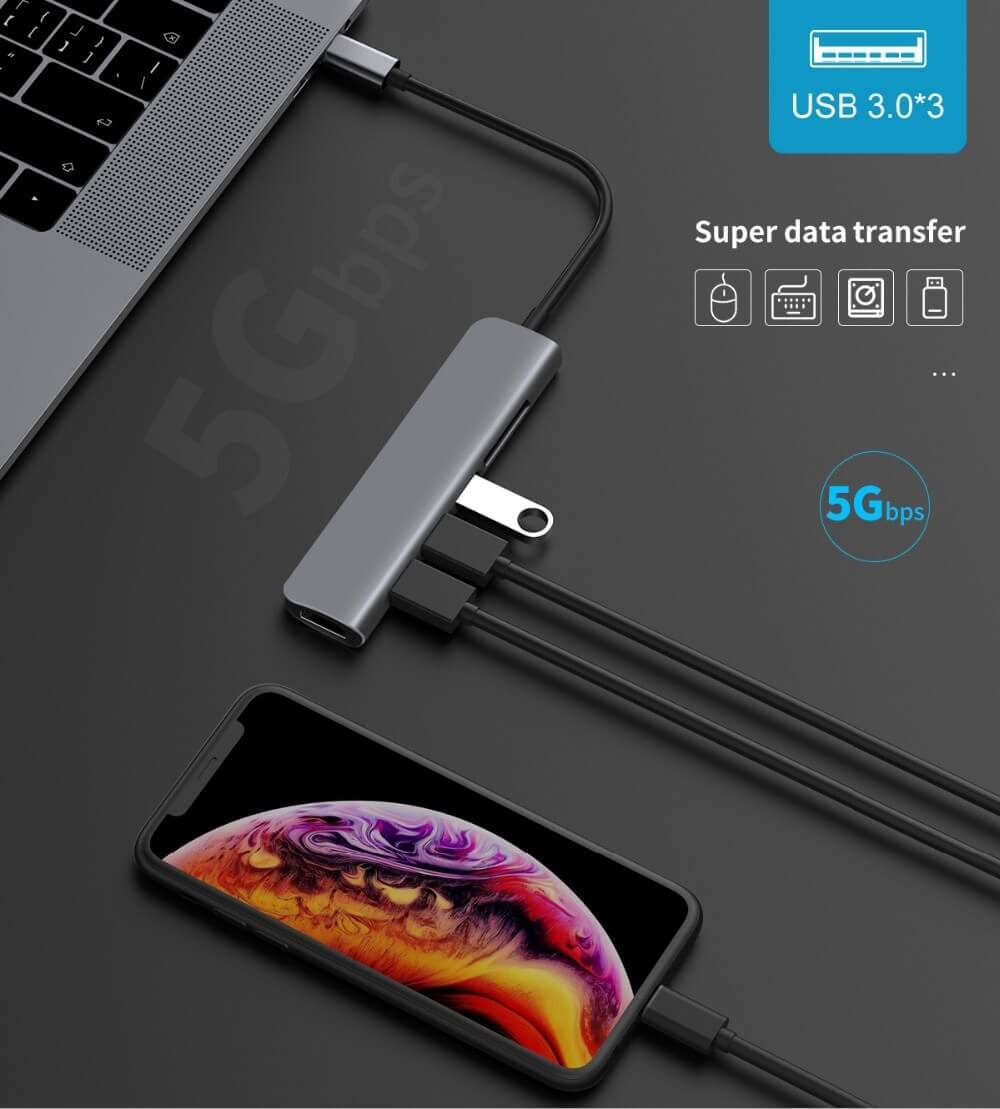 ShopTillDrop | 6 in 1 USB 3.1 Type-C Hub Adapter