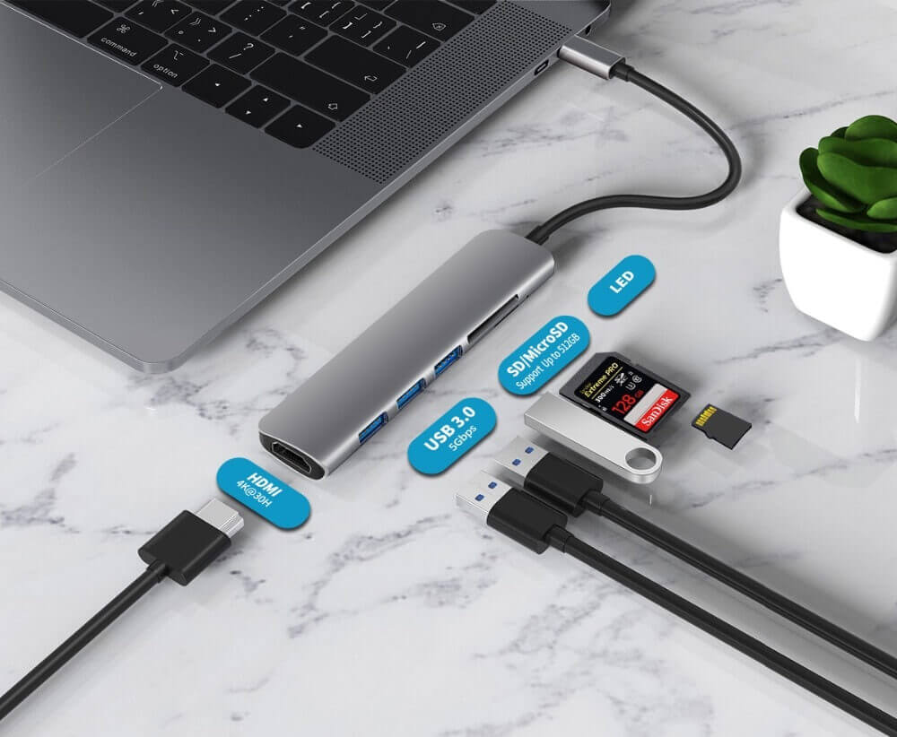 ShopTillDrop | 6 in 1 USB 3.1 Type-C Hub Adapter