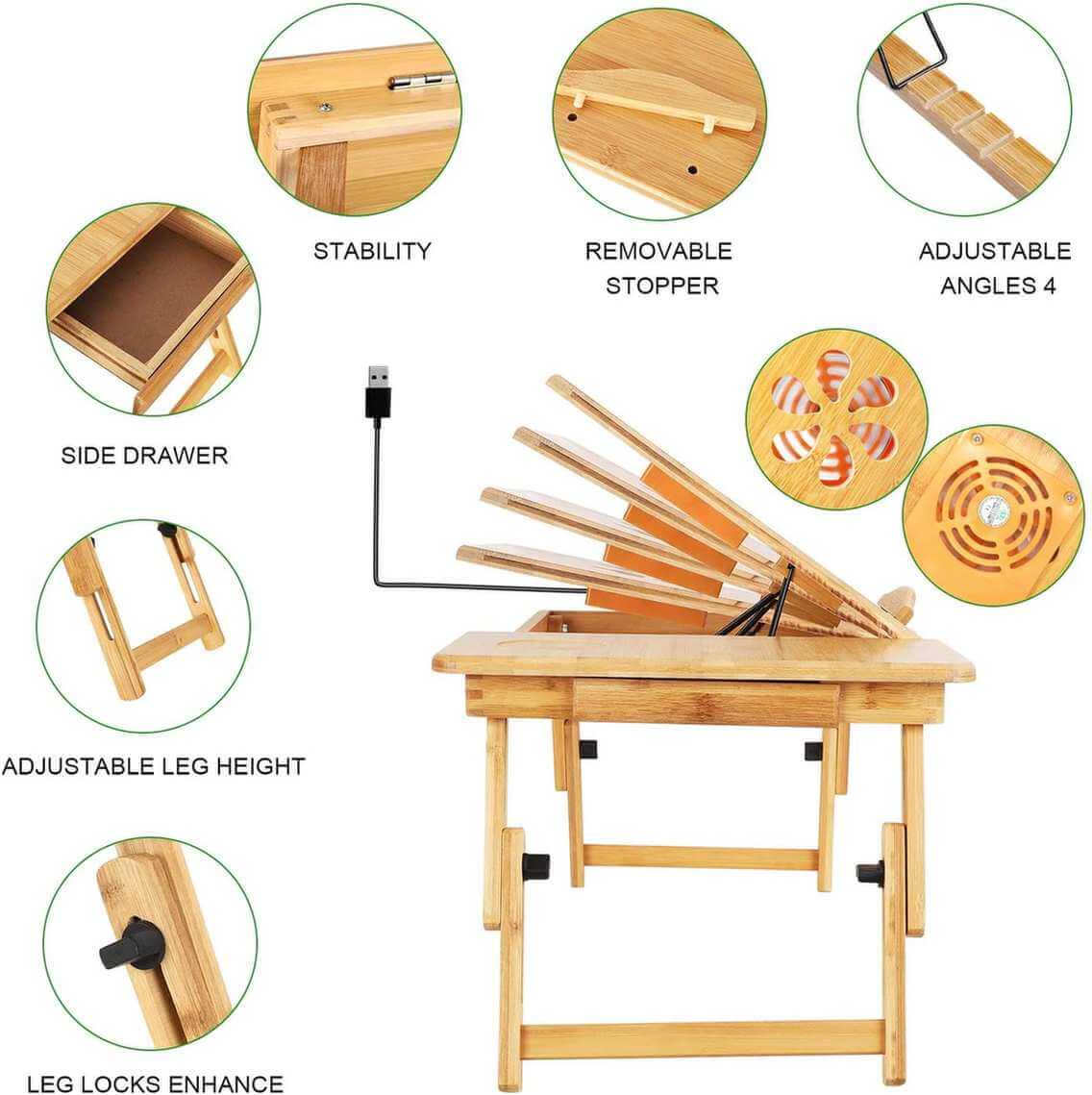 ShopTillDrop | Adjustable Laptop Table With USB Cooling Fan